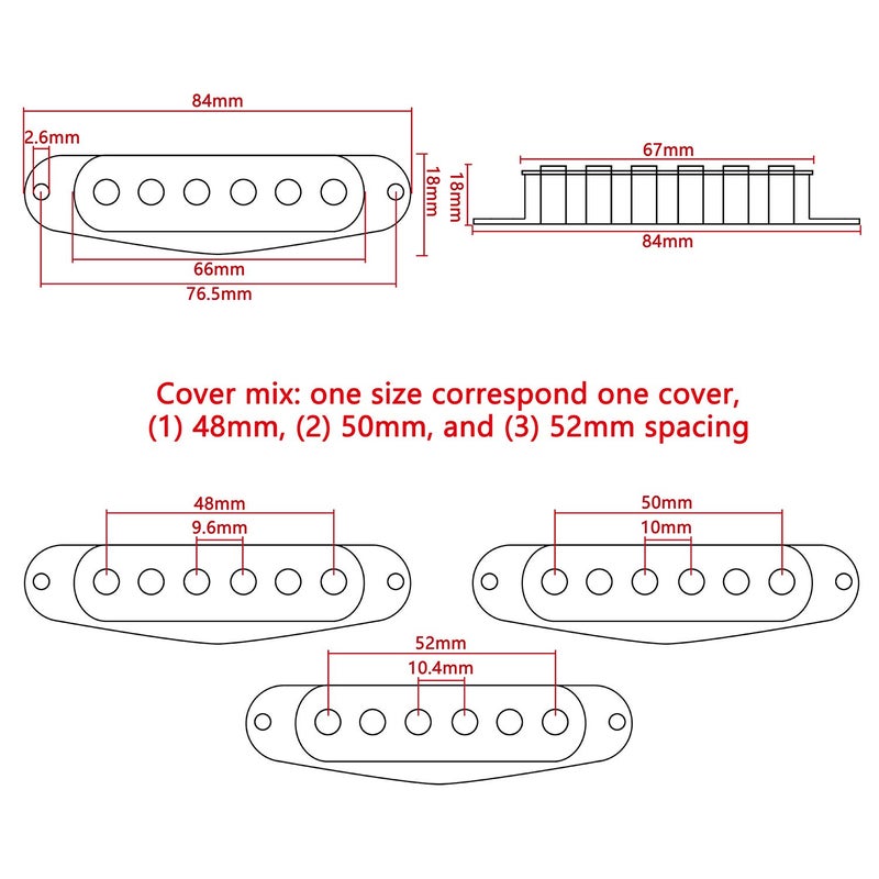 Swhmc SSS Single Coil Pickup Set for Strat Style Guitar - Copper & Black (Neck/Middle/Bridge, 5.75K-6.25K Output) - Image 2